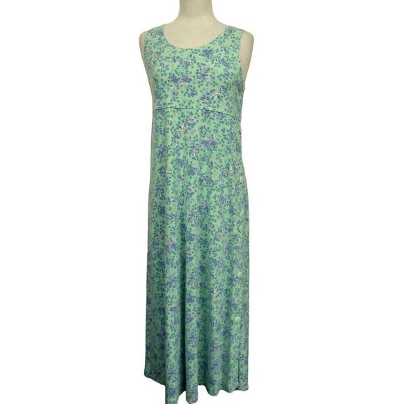Tikan Trading Company Floral Maxi Dress Sz S-M Side Button Empire Key West Fl - Picture 2 of 7